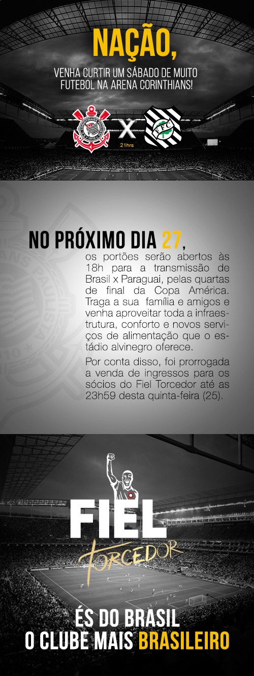 Arena Corinthians amanhã 27/06
