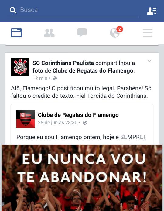 Corinthians mitando no Facebook