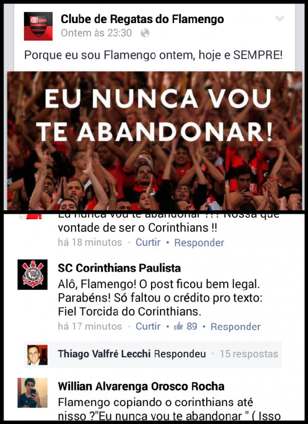 Corinthians responde Flamengo no facebook
